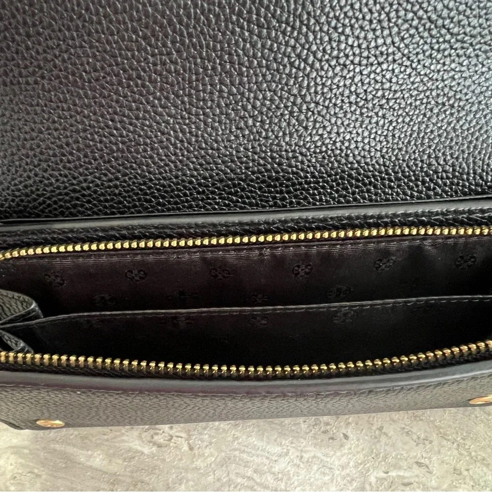 Authentic Tory Burch Black Leather Wallet with Gold Emblem - Picture 5 of 6
